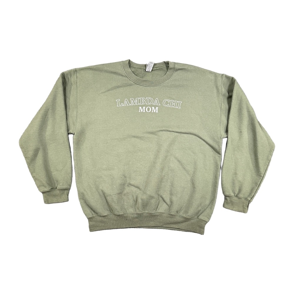 Gildan Heavy Blend Lambda Chi Mom Sweatshirt Olive Green Crewneck Large